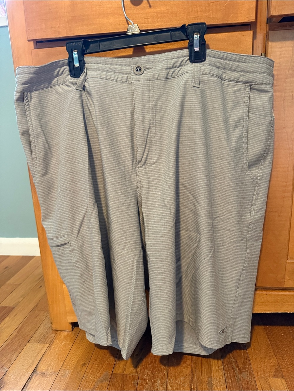 O'Neill “Crossover” Grey Striped Shorts with Multiple Zipped Pockets